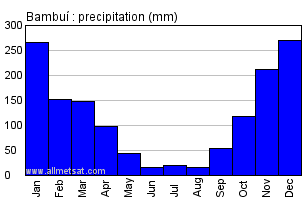 Bambui, Minas Gerais Brazil Annual Precipitation Graph